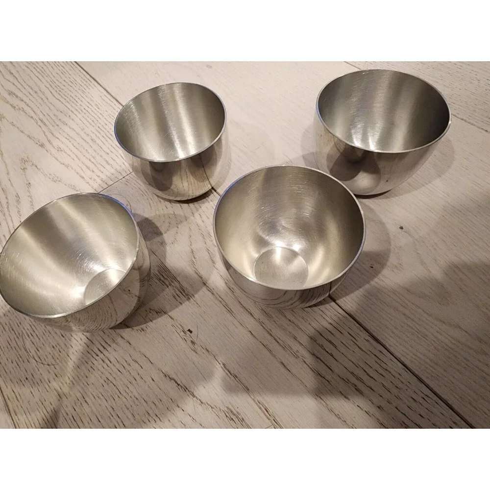 4 VINTAGE KIRK STIEFF P50 PEWTER CUPS MONTICELLO THOMAS JEFFERSON FOUNDATION VGC